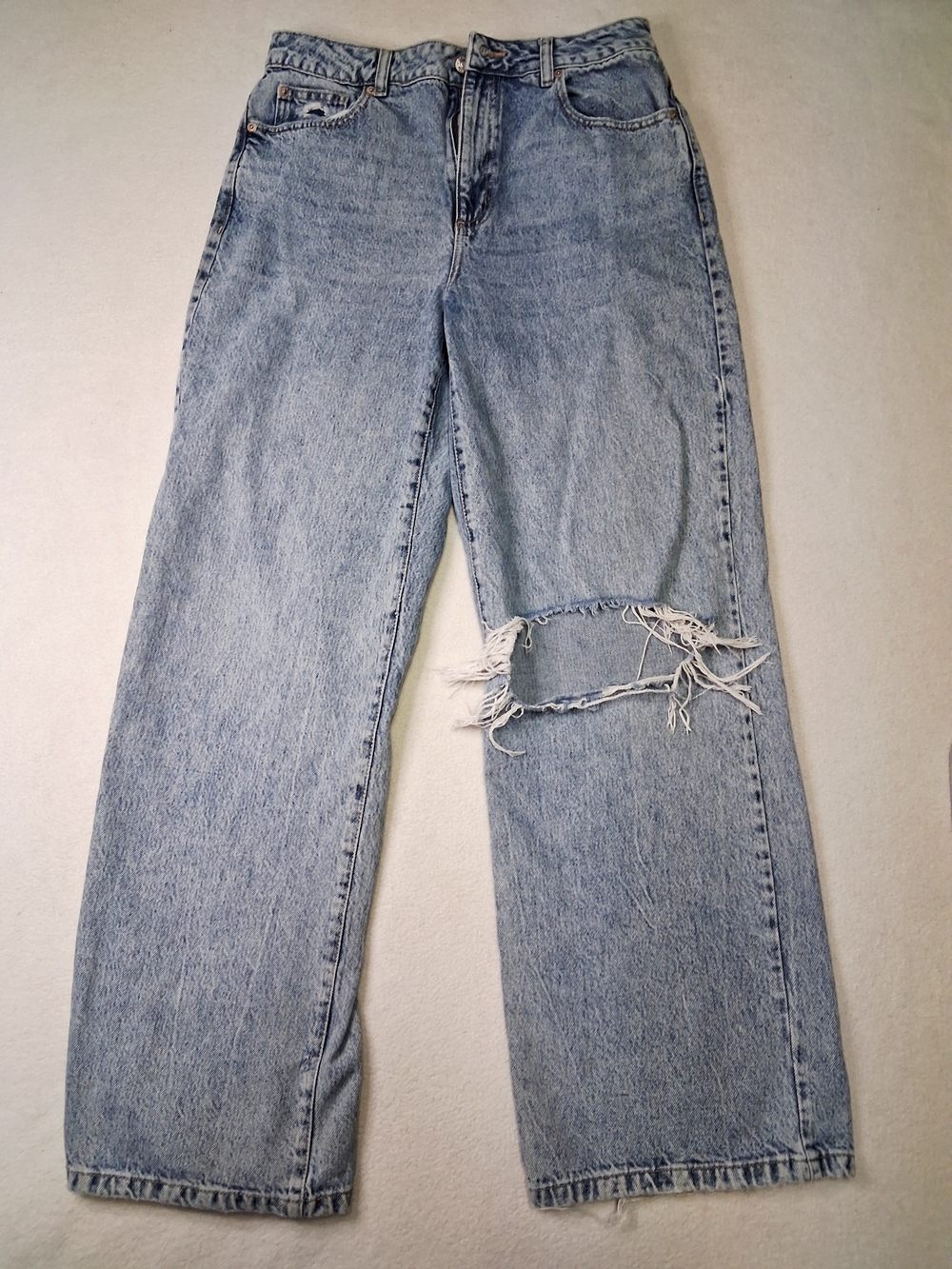 Garage Light Blue Distressed Straight Leg Jeans